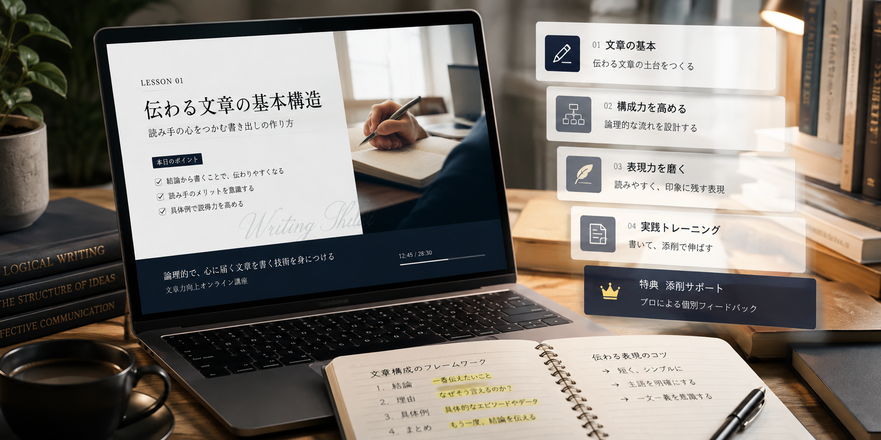 文章力向上オンライン講座のイメージ